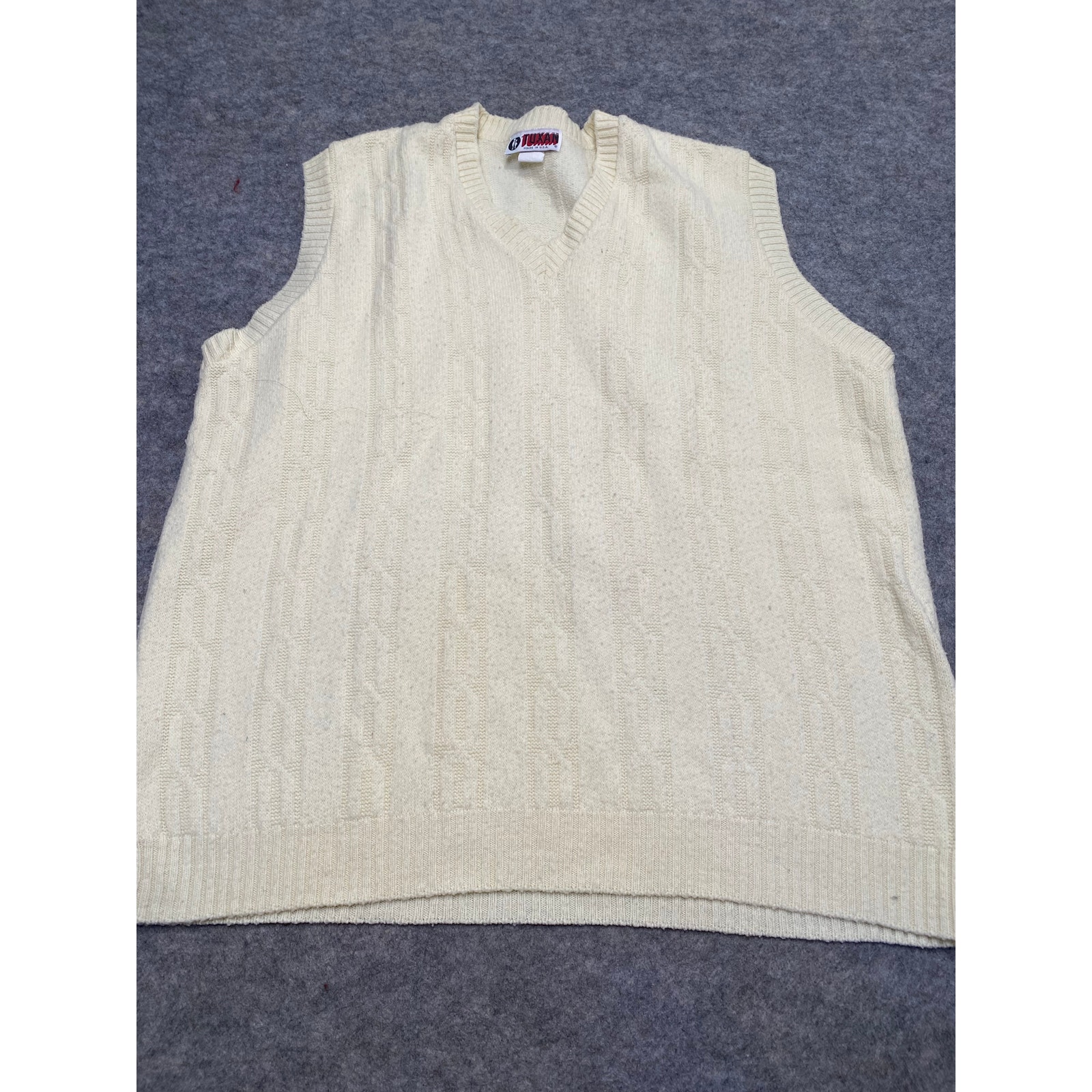 Tuxan Mens Vintage Cable Knit Cricket Sweater Vest Mens Xl Tennis Sleeveless